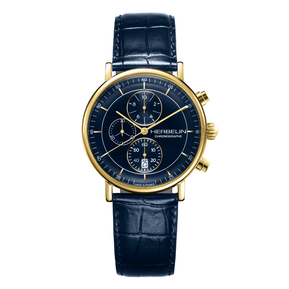 40mm YG PVD Blue Leather Chrono