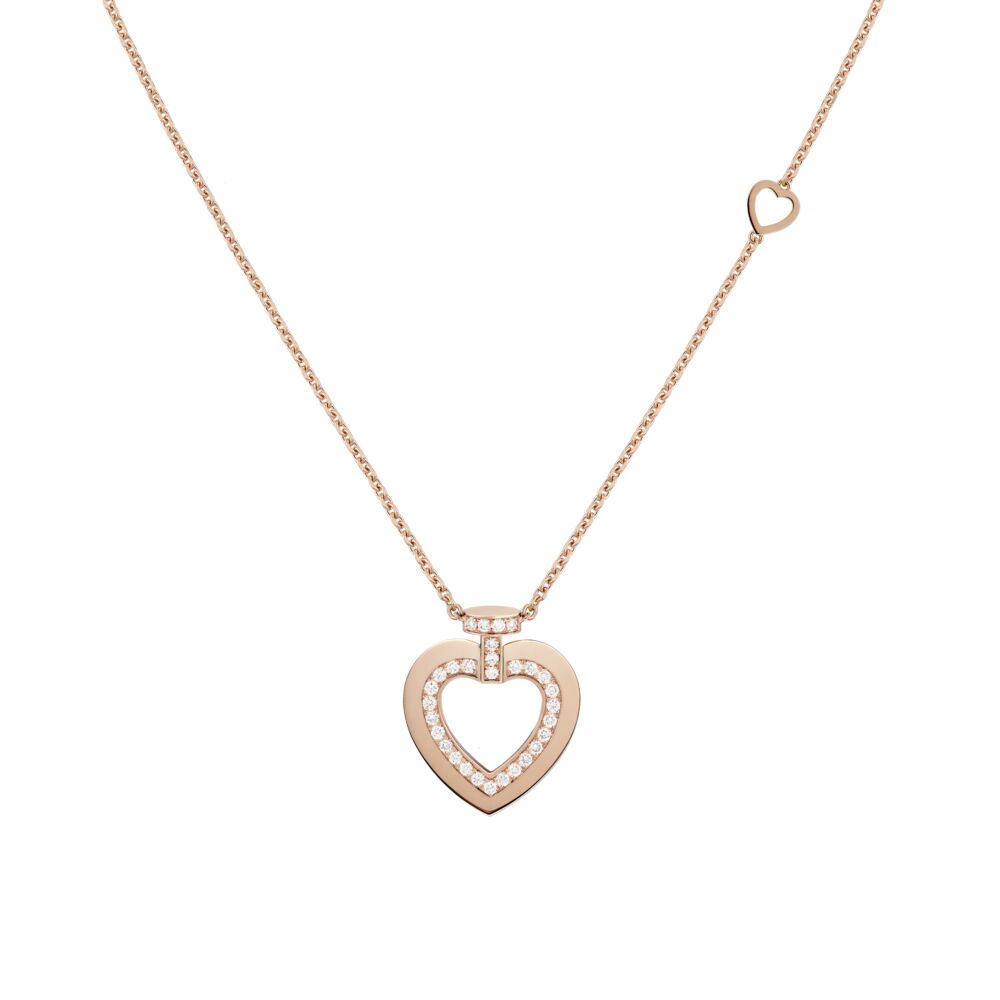 Pretty Woman Chain Necklace Medium Model Pink Gold Full Diamonds