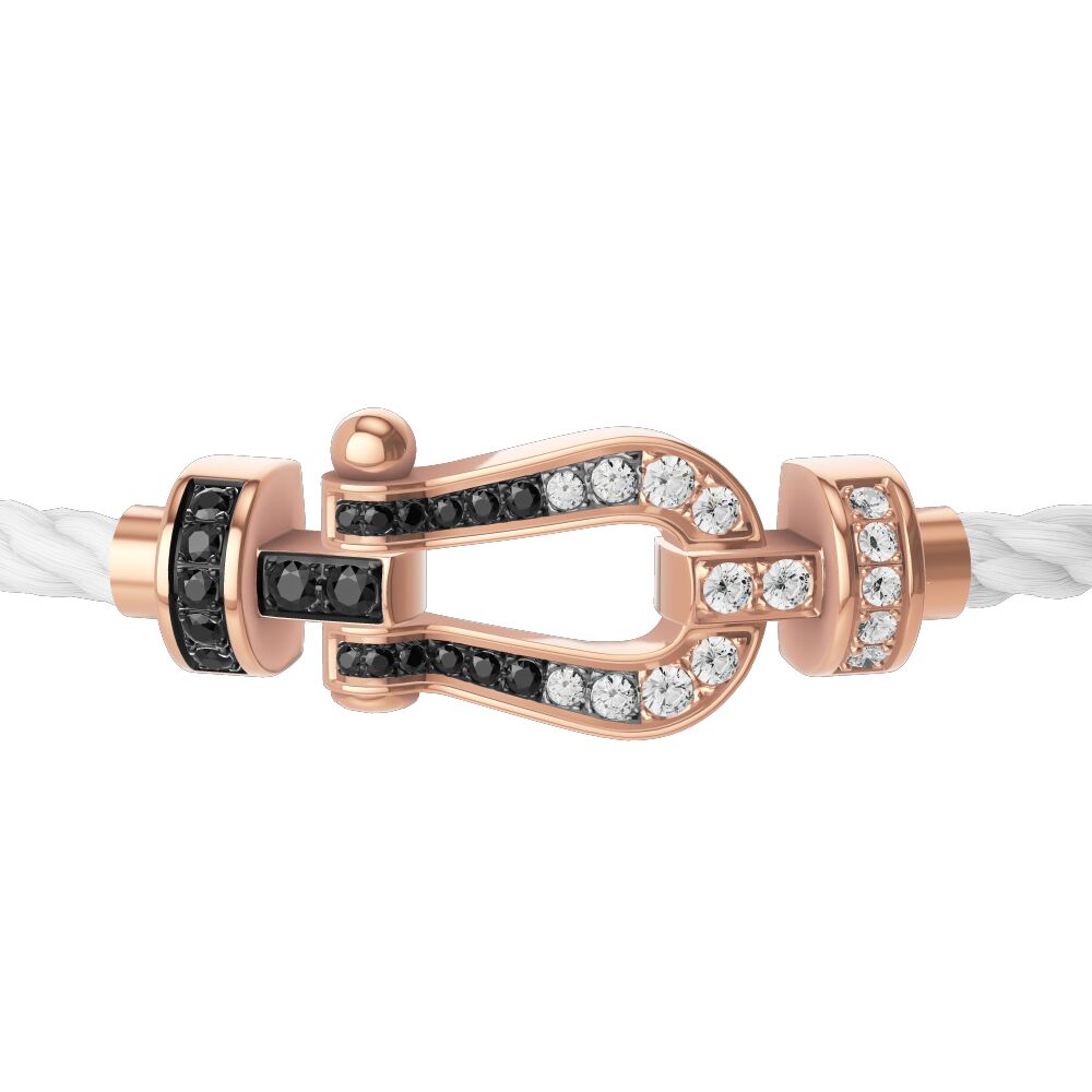 Buckle Force10 Medium Model Pink Gold Full Black & White Diamonds