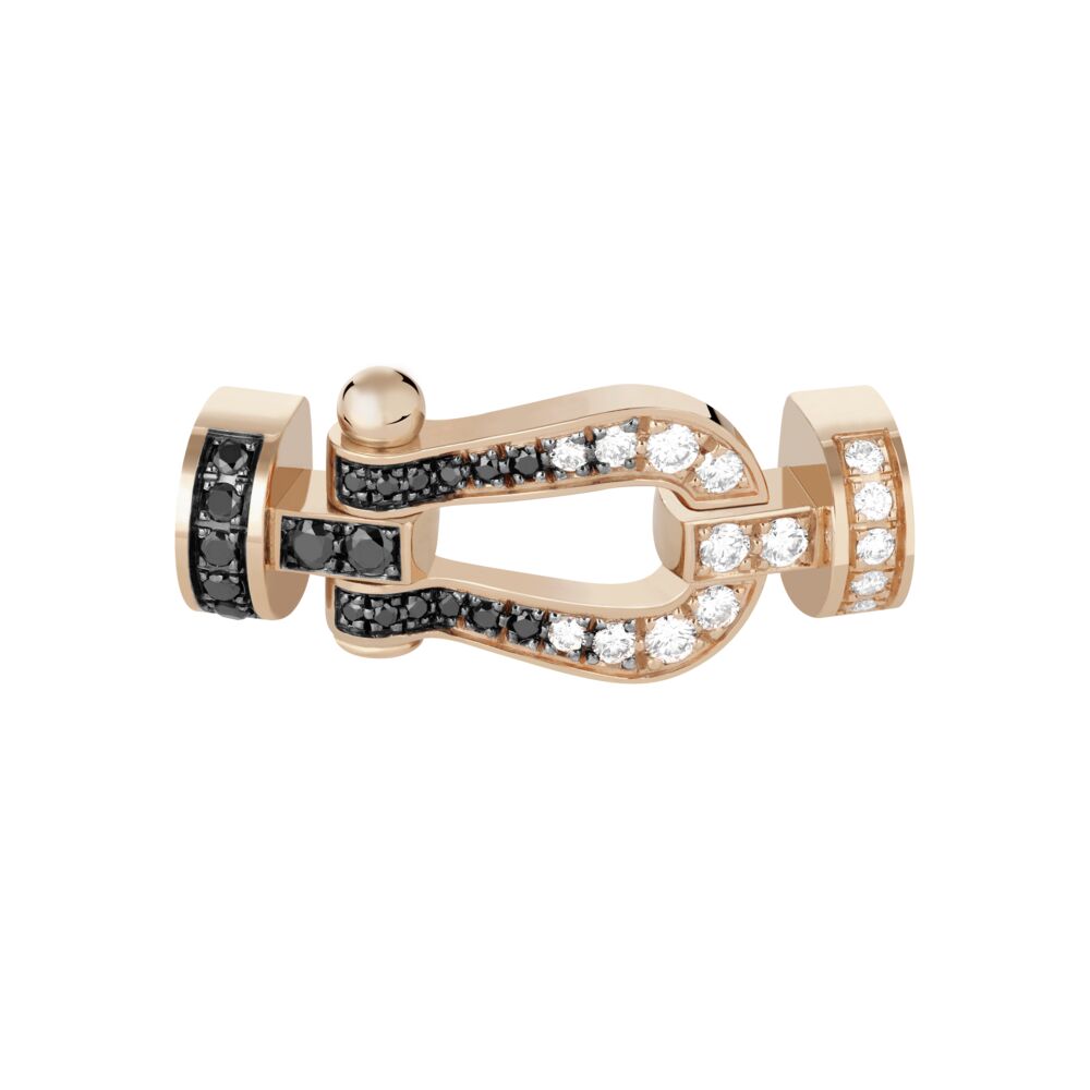 Buckle Force10 Medium Model Pink Gold Full Black & White Diamonds