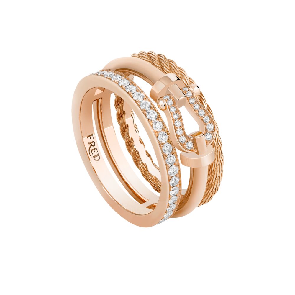 Ring Force10 Rise pink gold diamonds