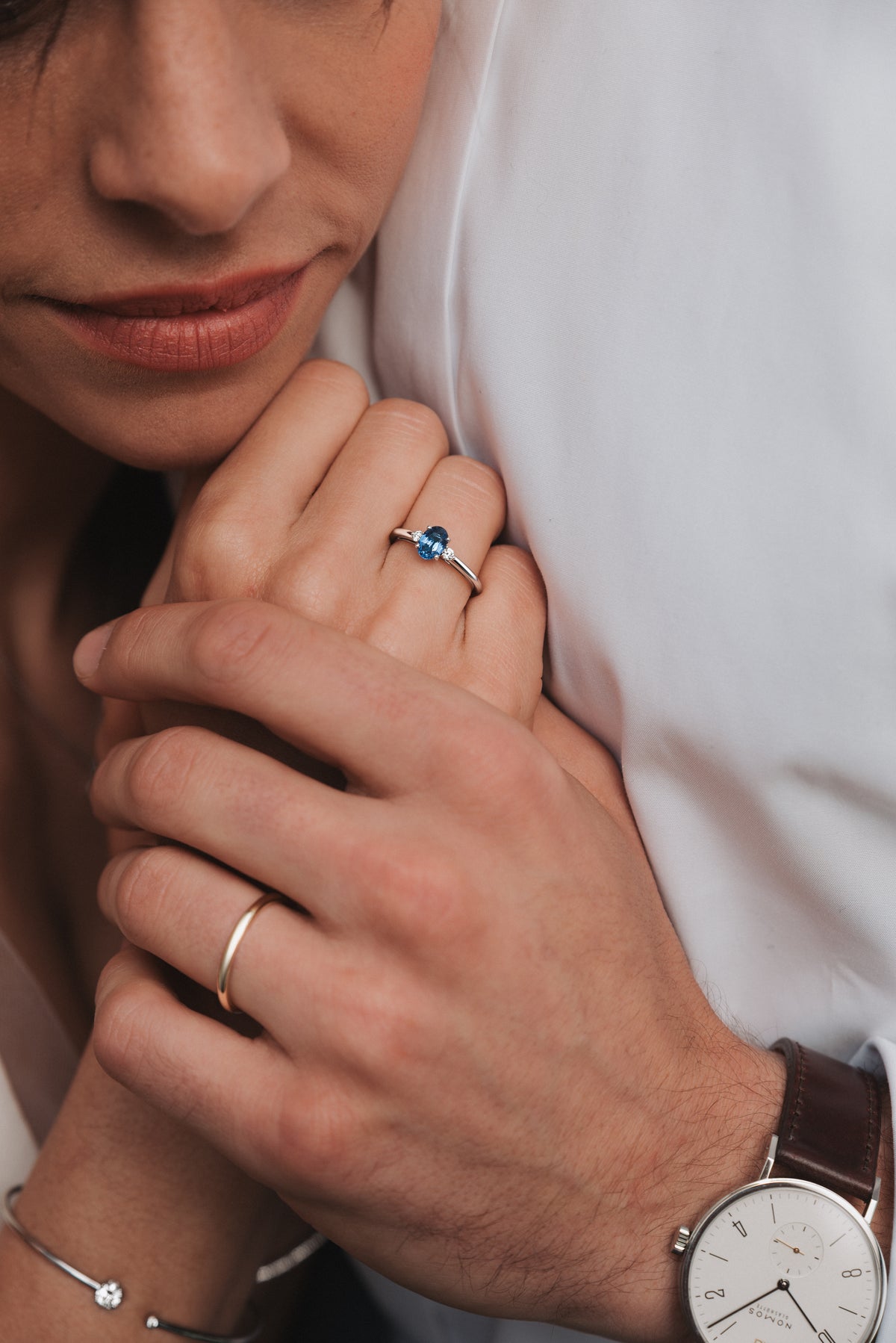 Romeo ring white gold, sapphire and diamonds