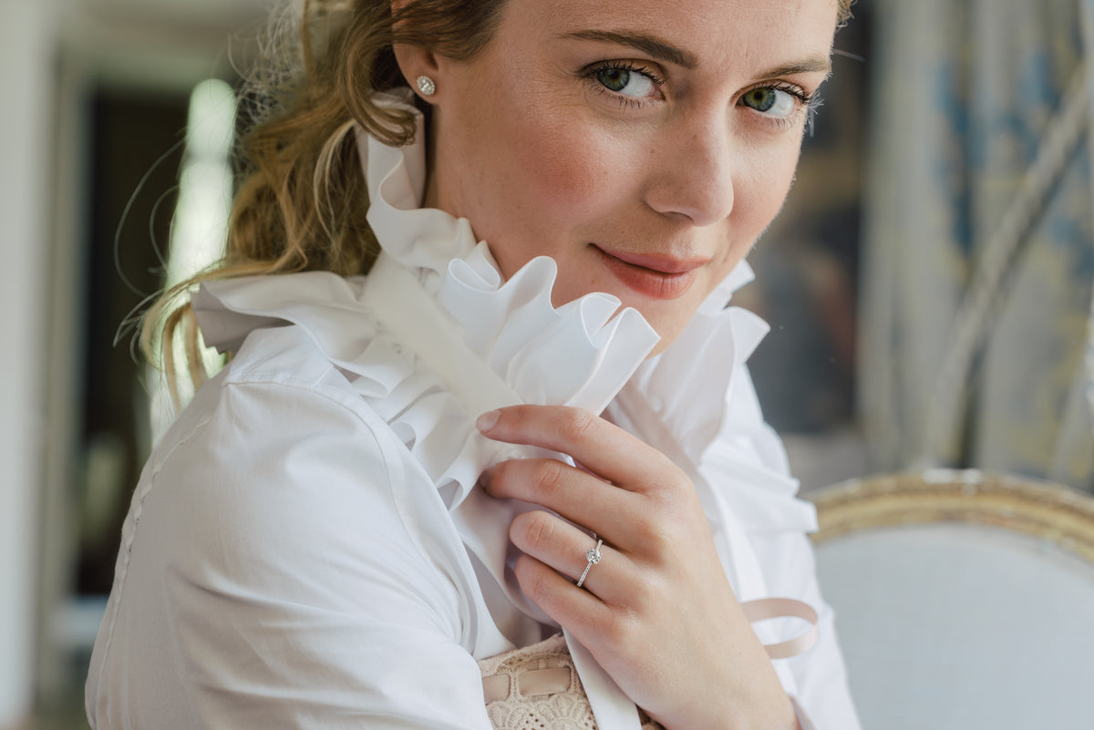 Demoiselle engagement ring white gold and 0.50ct ESI diamonds