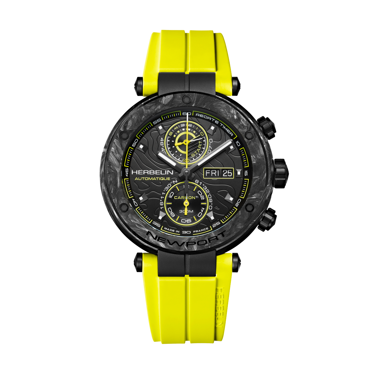 Newport 46.5mm Yellow rubber strap