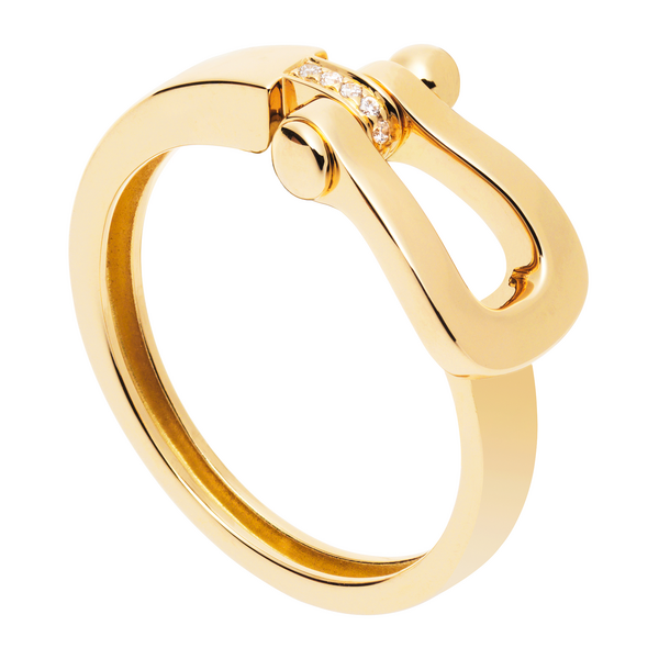 Ring Force10 Ribbon Medium Model Yellow Gold Semi Diamonds