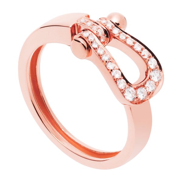 Ring Force10 Ribbon Medium Model Pink Gold Full Diamonds