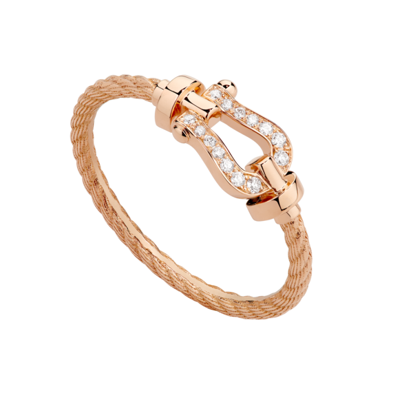 Ring Cable Force10 Small Model Pink Gold Semi Paved