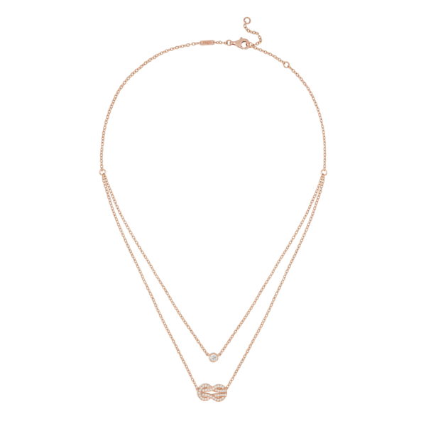 Necklace Double Chain Chance Infinie Medium Model Pink Gold Full Diamonds & 1 Diamond