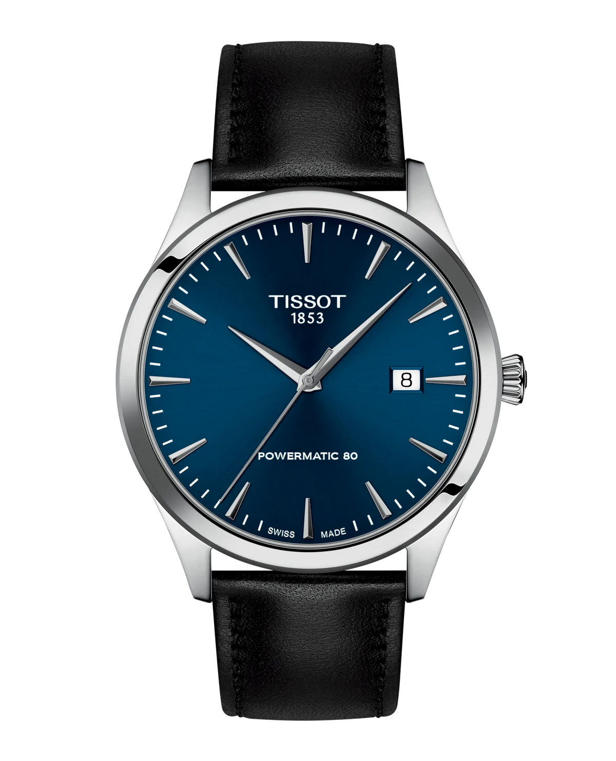 Classic Dream 40mm Steel Blue Dial Black Leather