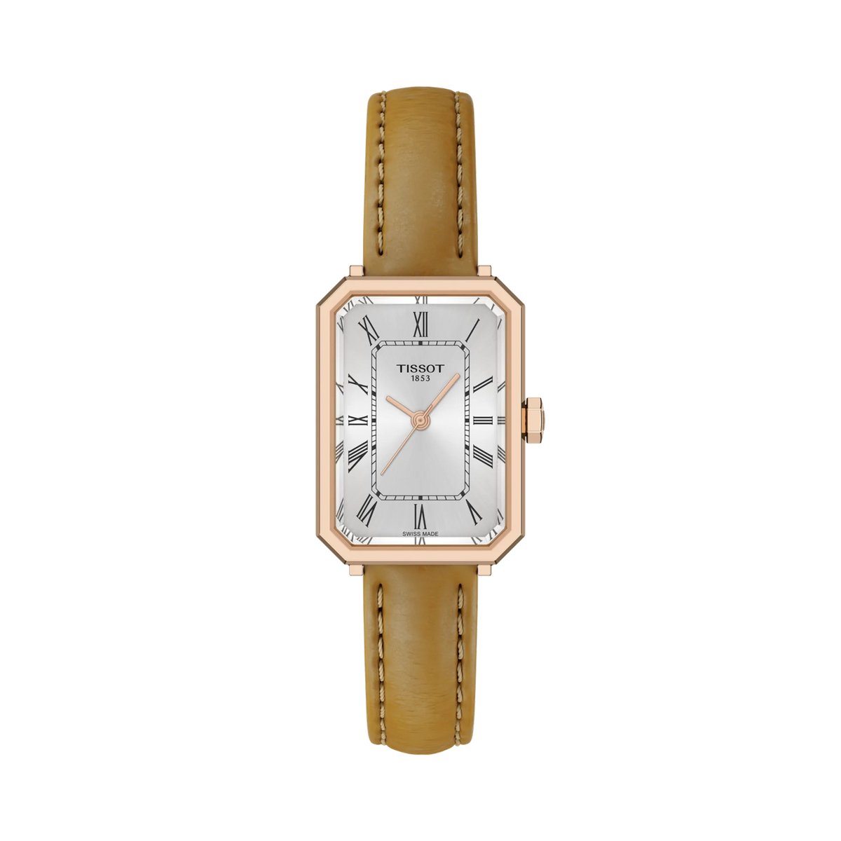 SRV 30mm Rose Gold PVD Brown Leather Silver Dial