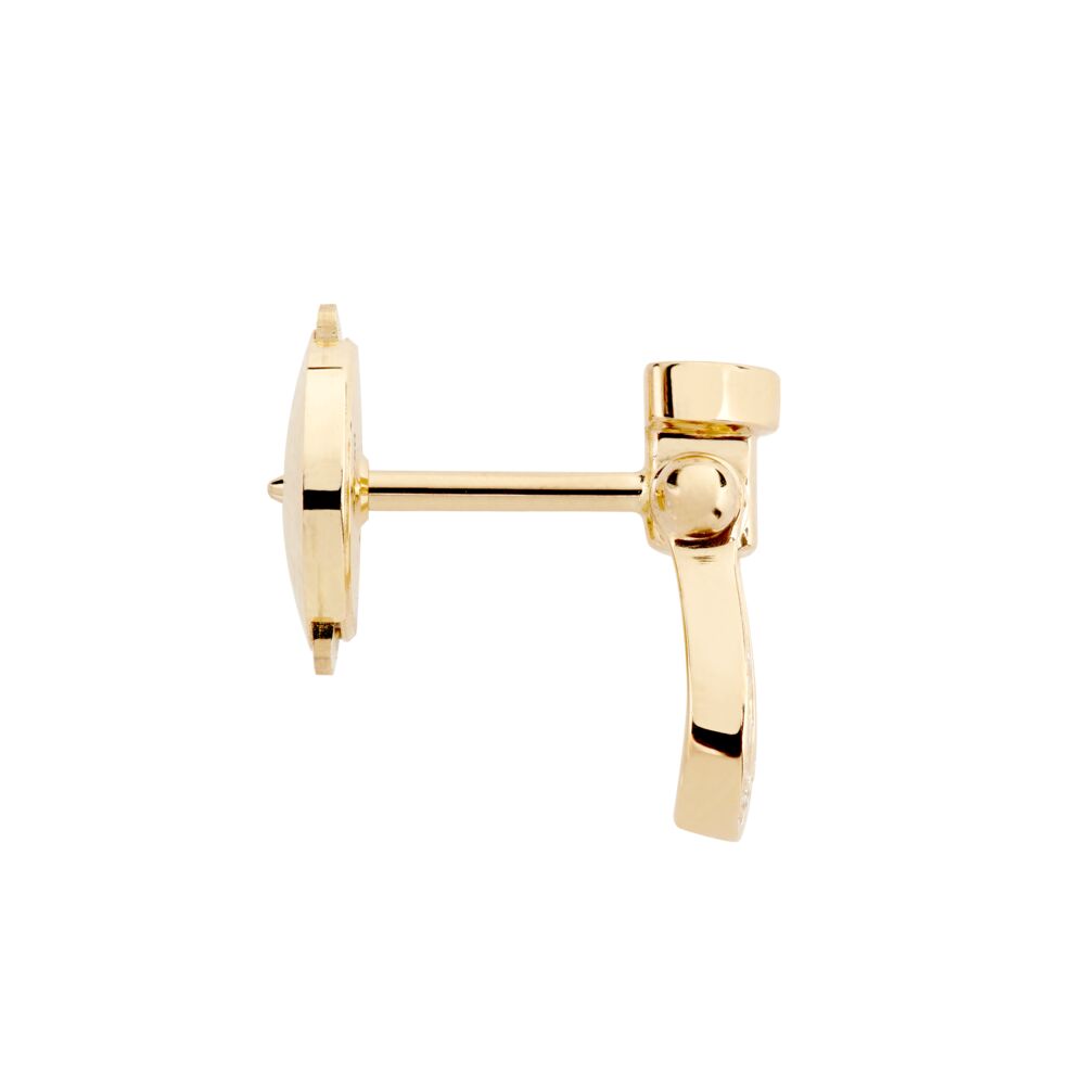 Stud Earring Force10 Right Small Model Yellow Gold Semi Paved