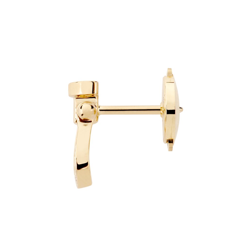 Stud Earring Force10 Left Small Model Yellow Gold Semi Paved