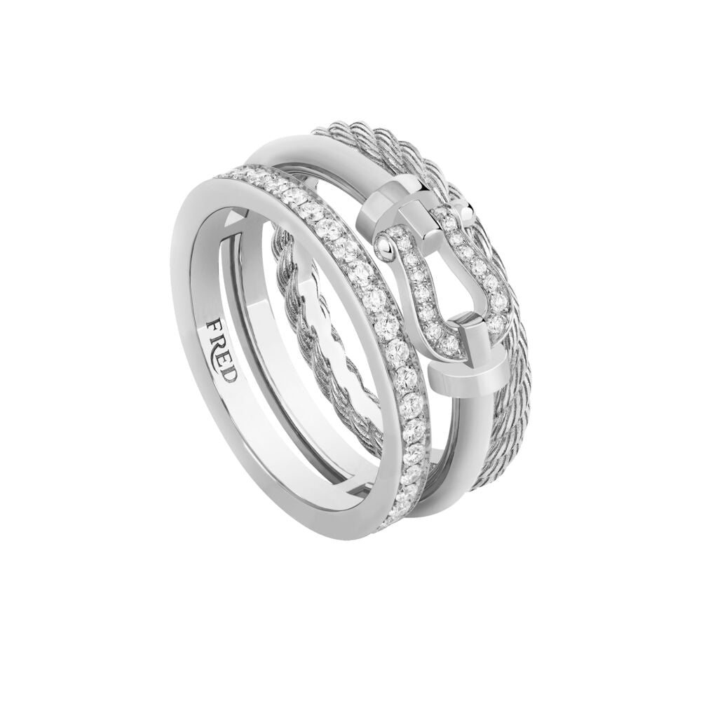 Force10 Rise Small White Gold Semi-diamond Ring
