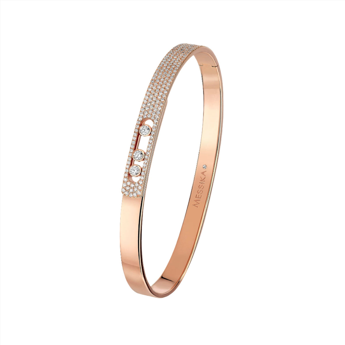 Move Noa Pavé-set Diamond Bangle Bracelet Pink Gold