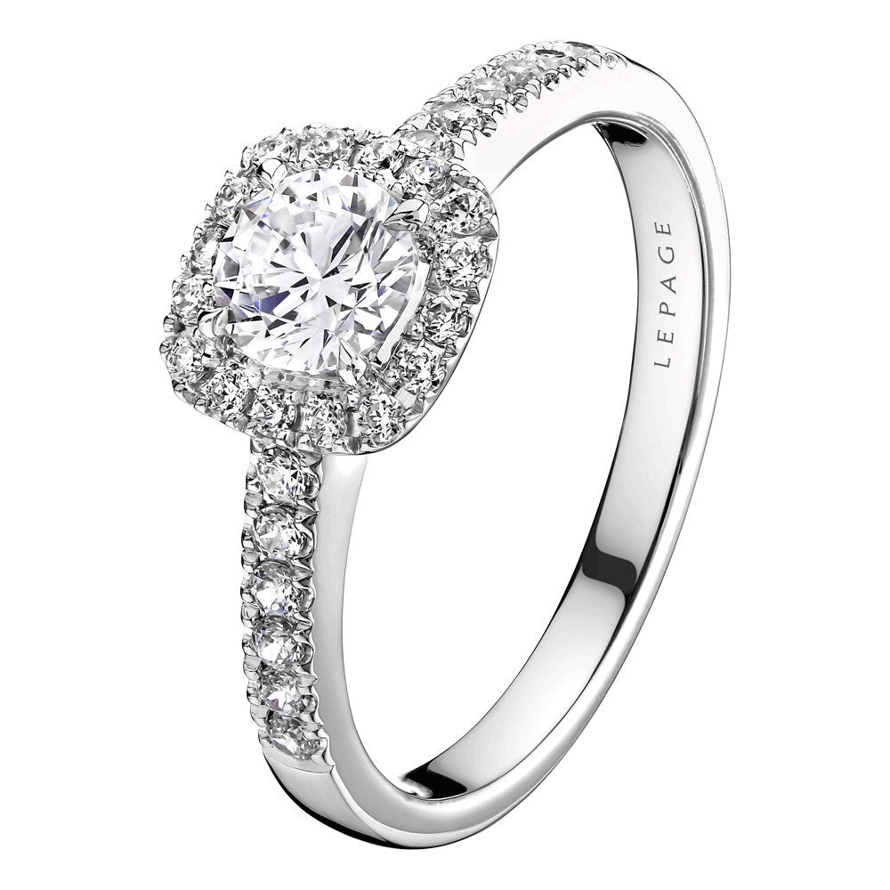 Lepage Madame Rose engagement ring white gold 0.20ct diamond