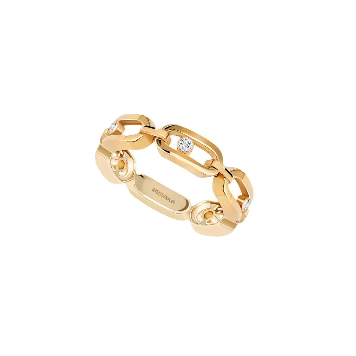 Move Link Multi-Diamond Ring Yellow Gold