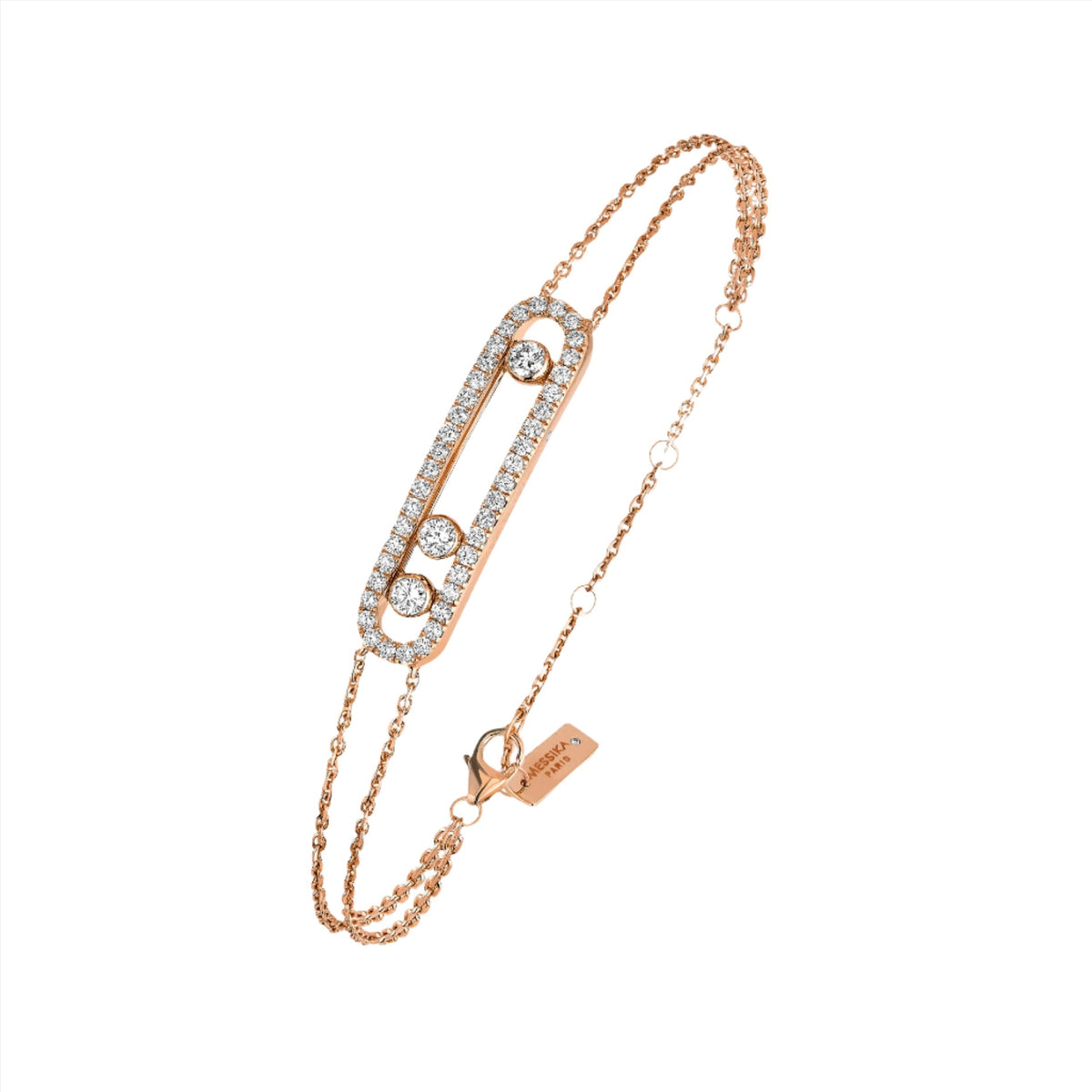 Move Pavé Diamond Bracelet Pink Gold