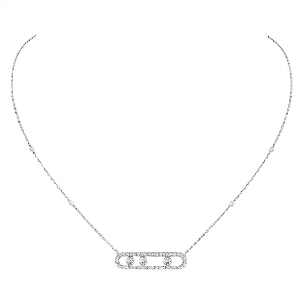 Move Pavé Diamond Necklace White Gold