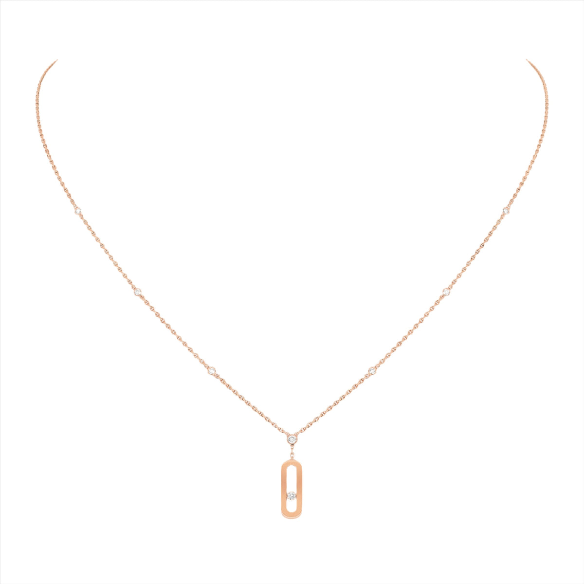 Move Classique Long Diamond Necklace Pink Gold