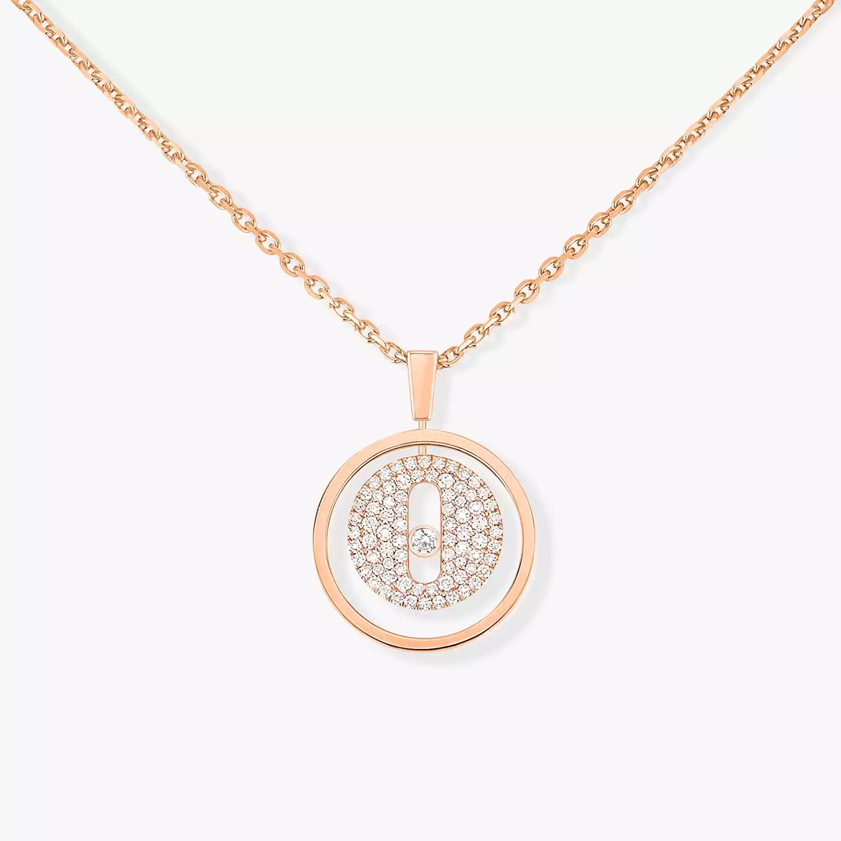 Lucky Move Diamond Necklace Paved Pink Gold