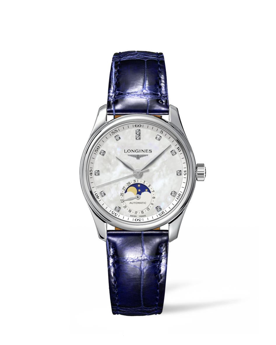 Master collection 34mm Moonphase blue alligator