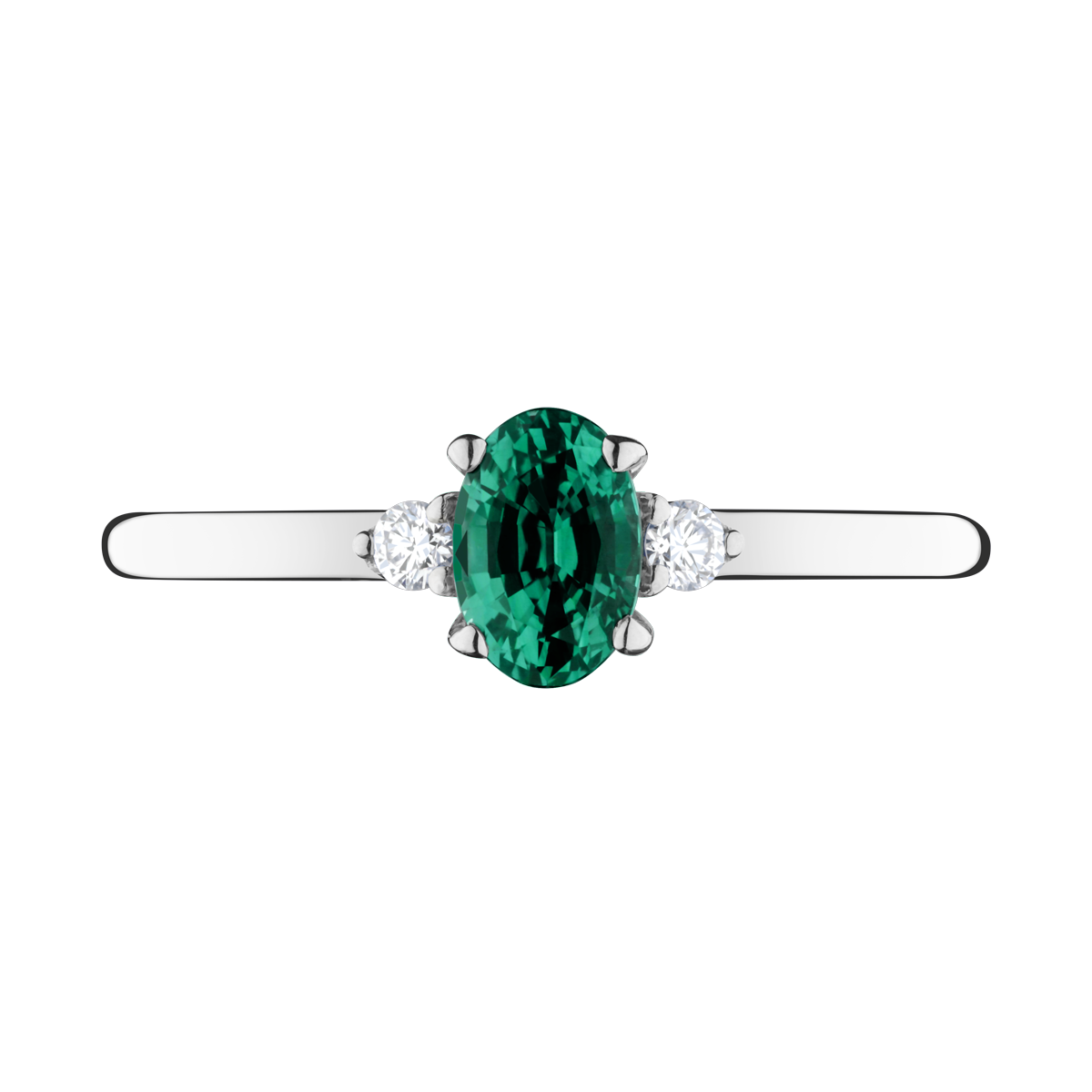 Lepage Romeo ring white gold 0.45ct emerald and diamonds