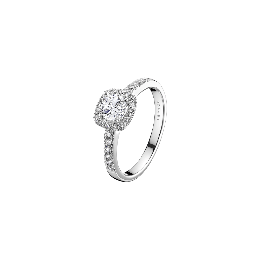 Lepage Madame Rose engagement ring white gold 0.50ct diamond