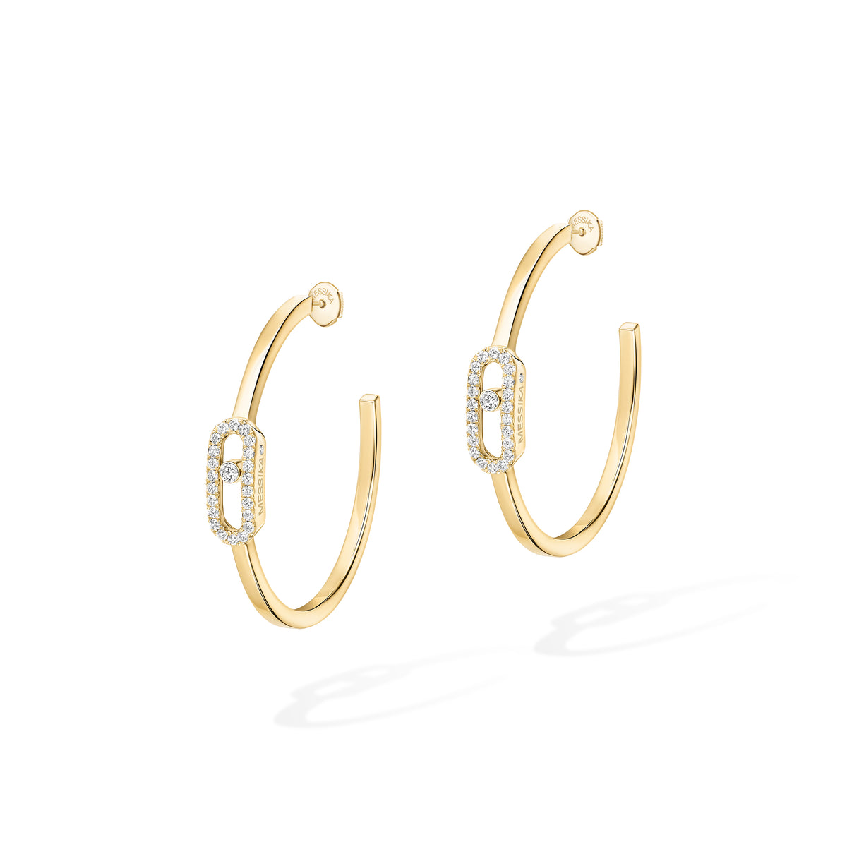 Move Uno Large Yellow Gold Diamond hoop earrings