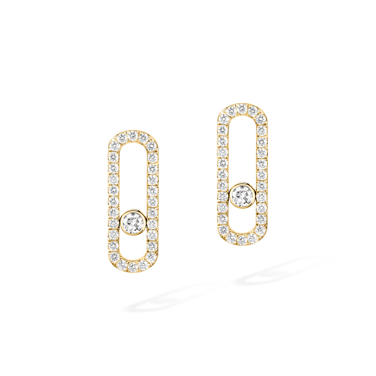 Move Uno Pavé-set Diamond Earrings Yellow Gold