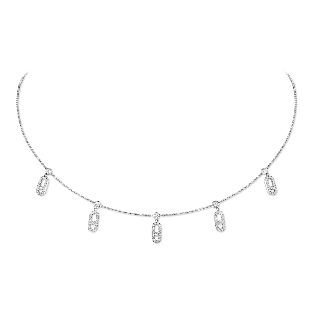 Move Uno Pavé Tassel White Gold Choker