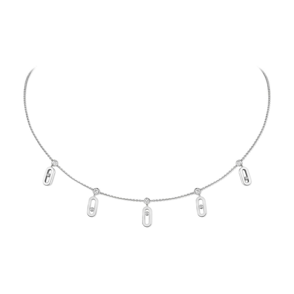 Move Uno Drop Pendant White Gold Choker