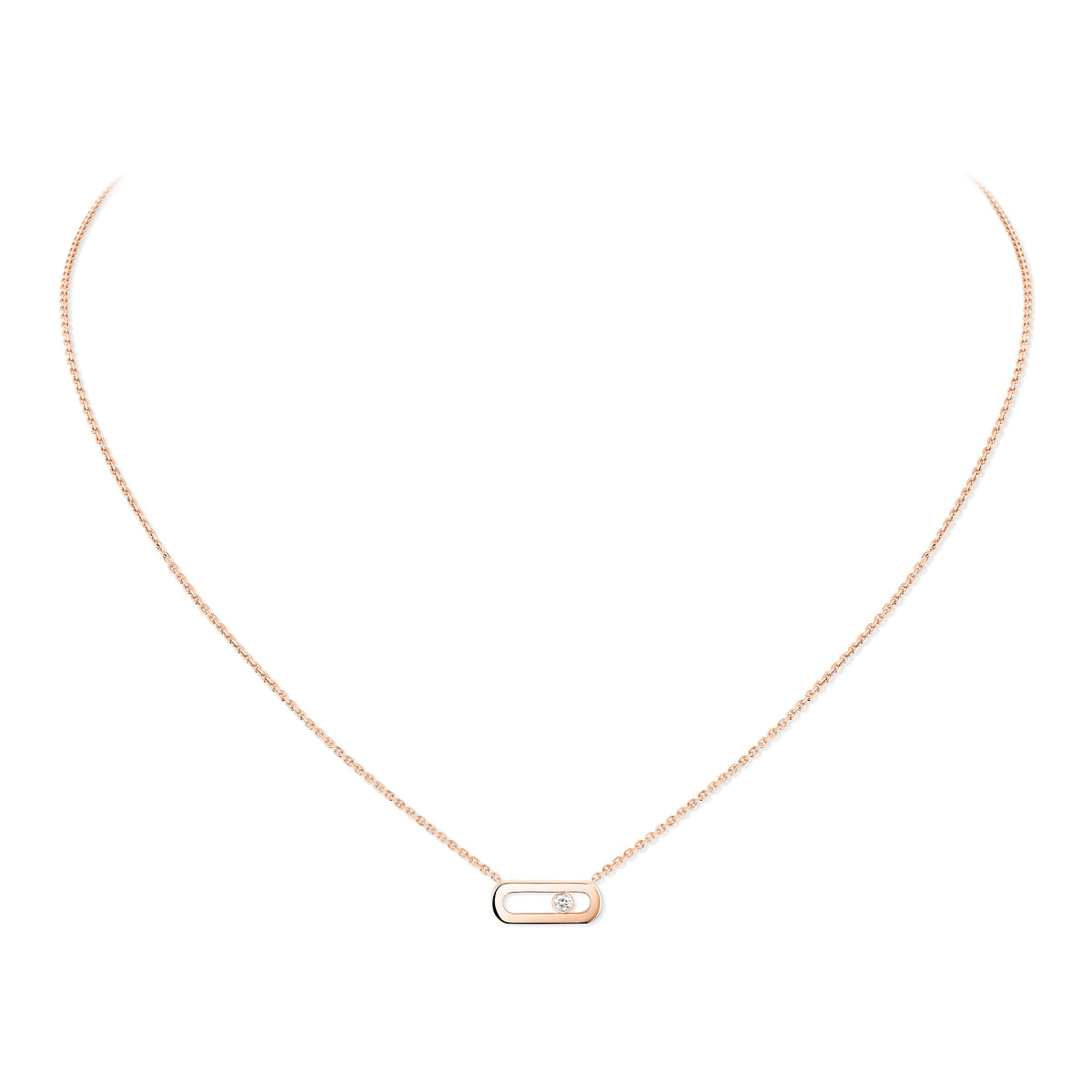 Move Uno Pink Gold 1 Diamond Necklace
