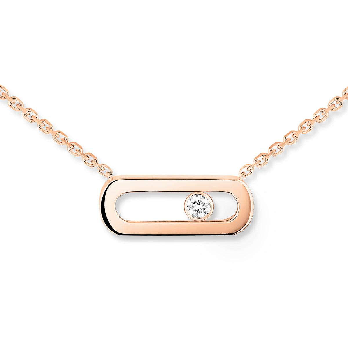 Move Uno Pink Gold 1 Diamond Necklace