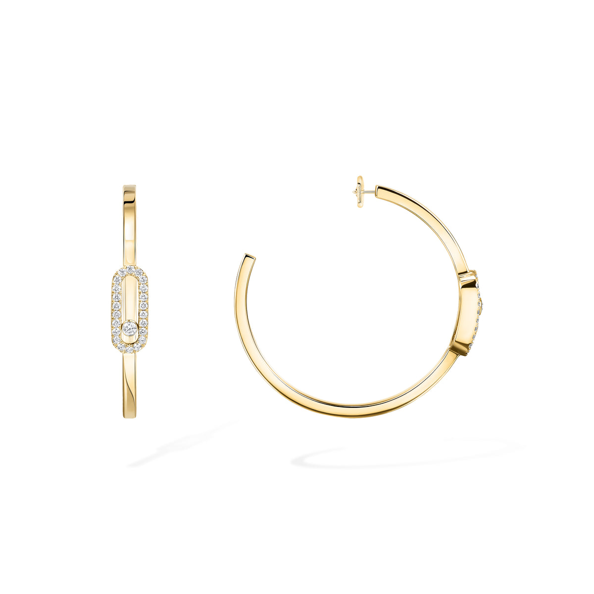 Move Uno Large Yellow Gold Diamond hoop earrings