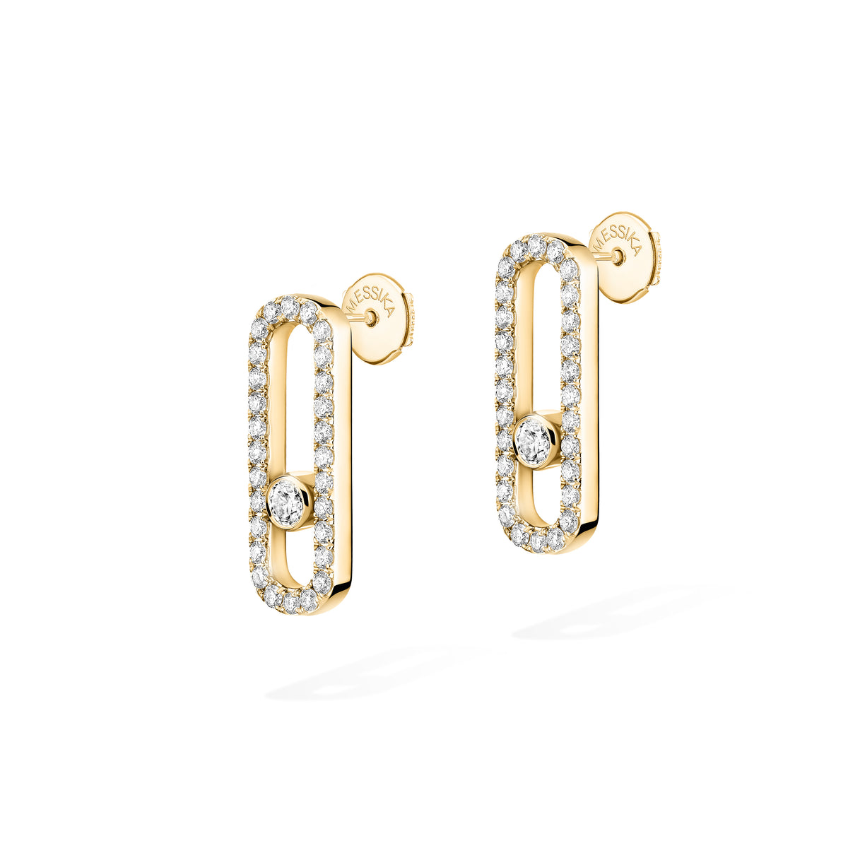 Move Uno Pavé-set Diamond Earrings Yellow Gold