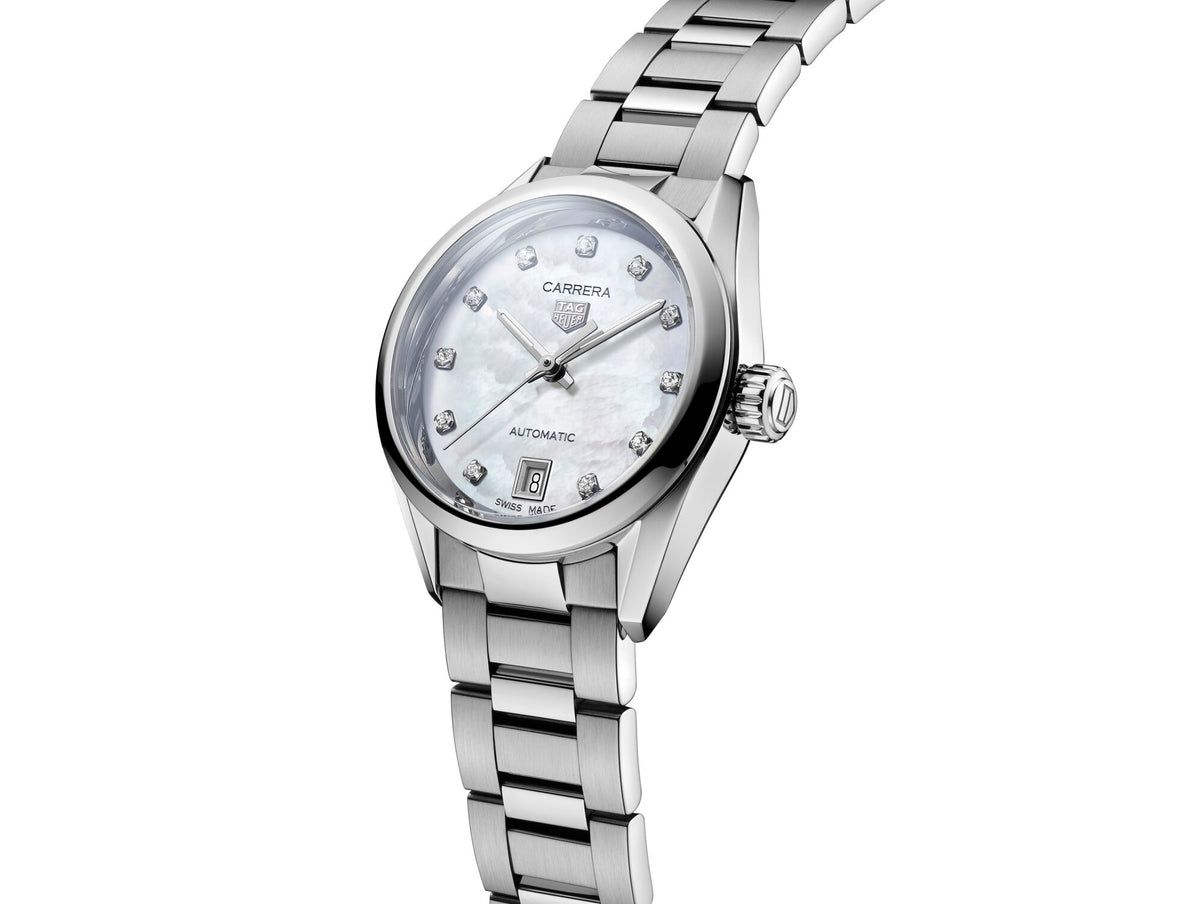 Carrera 29mm Steel with diamonds