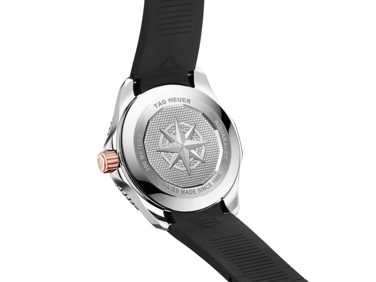 Aquaracer Pro 40mm Steel and Rose Gold Black Rubber