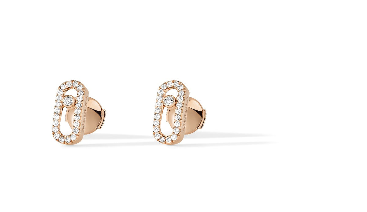 Move Uno Diamond Earrings Pink Gold