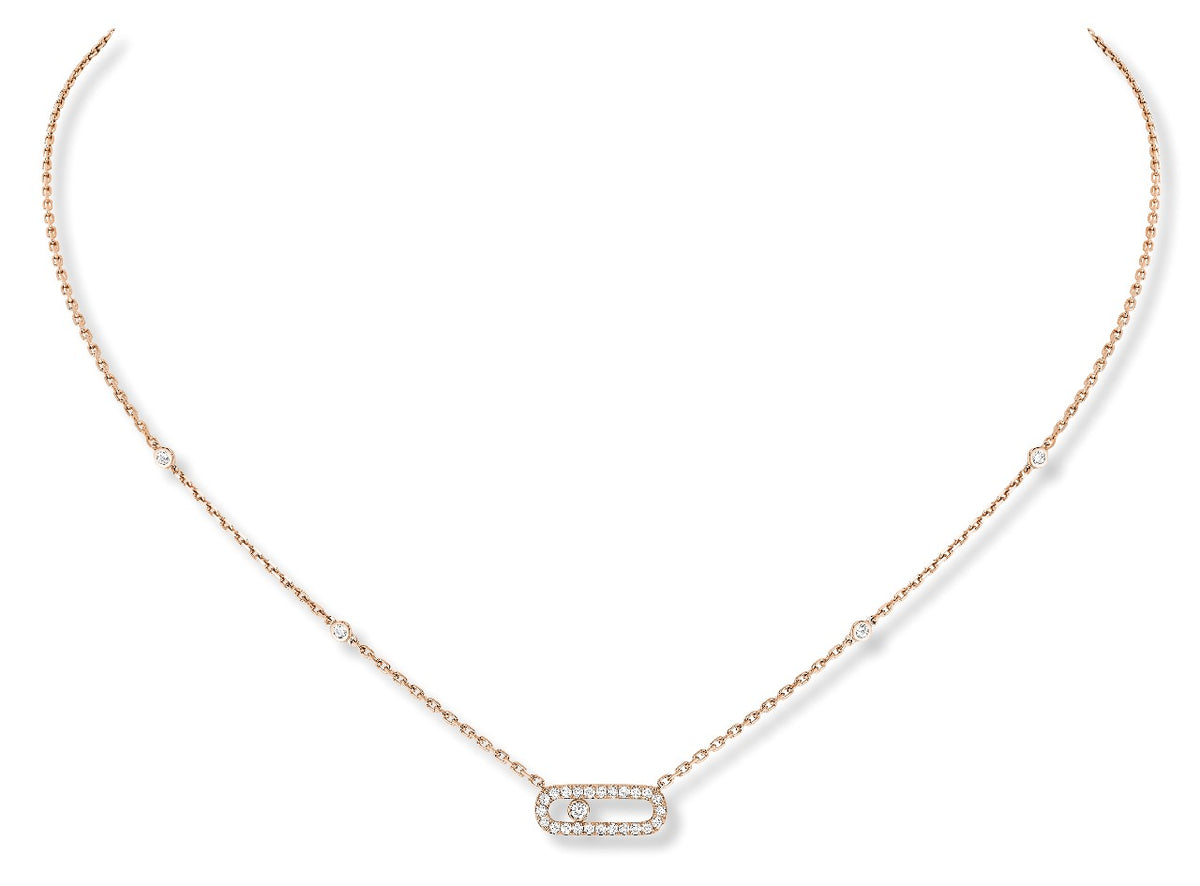 Move Uno Diamond Necklace Pink Gold