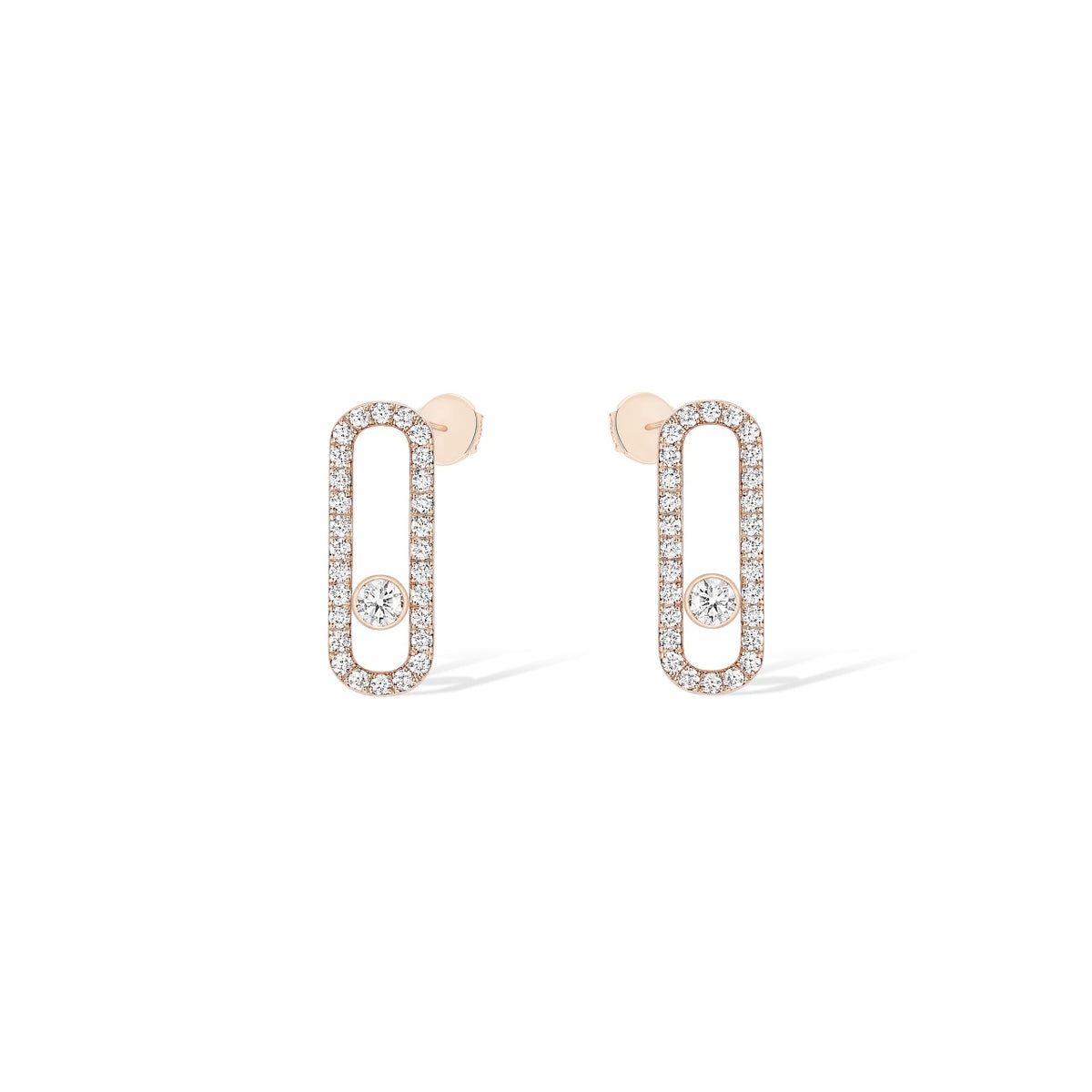 Move Uno Pavé-set Diamond Earrings Pink Gold