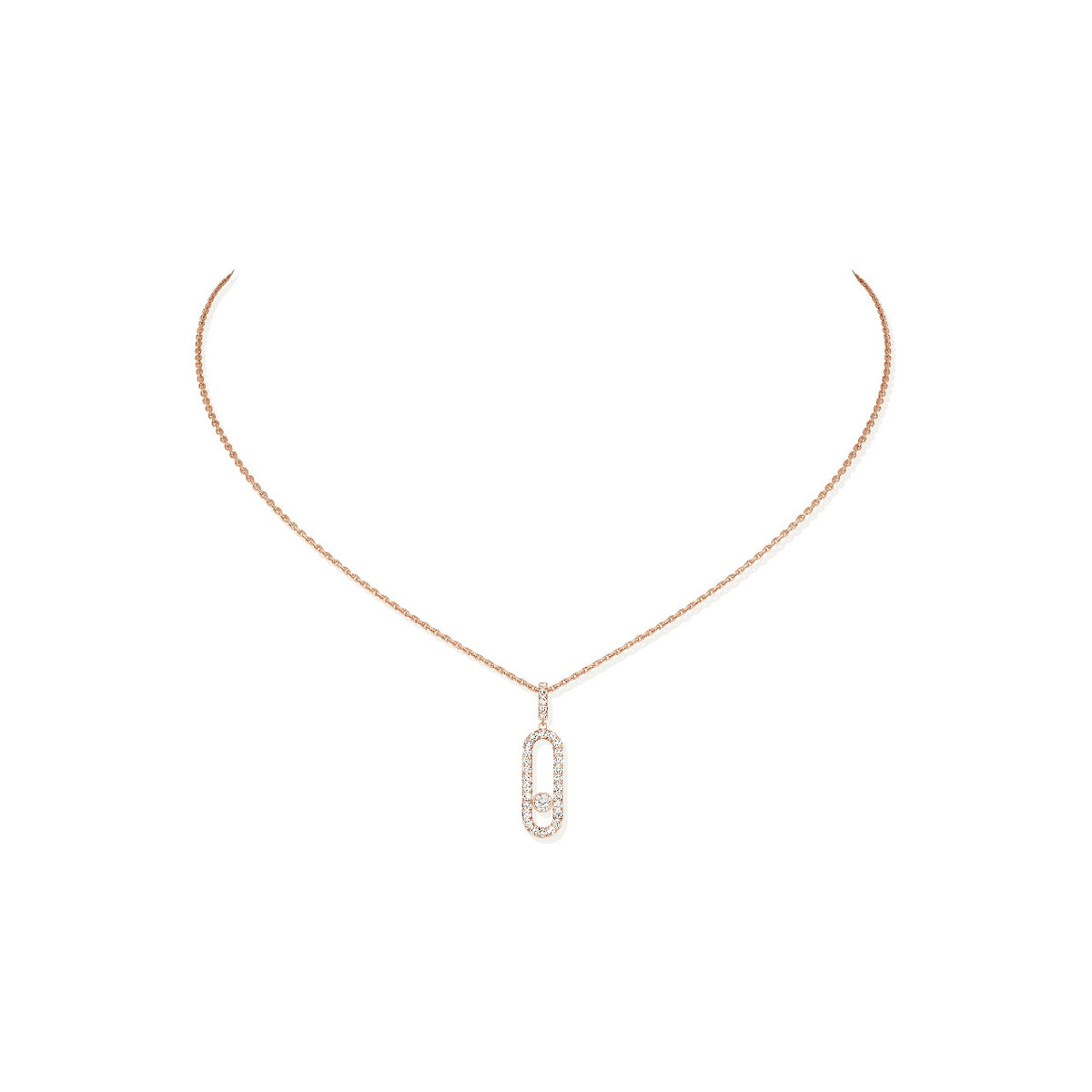 Move Uno Pavé-set Diamond Necklace Pink Gold