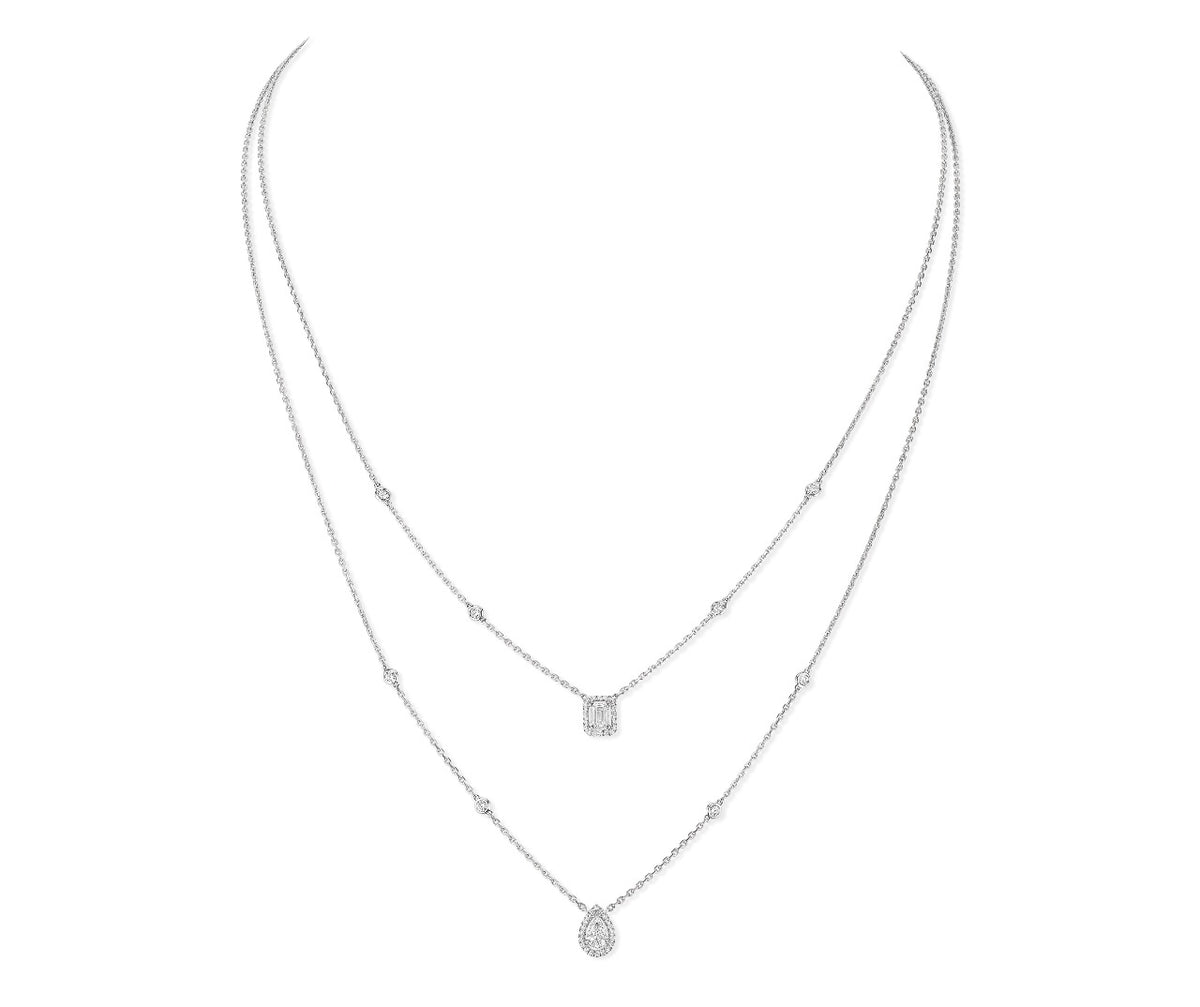 My Twin 2 rows Diamond Necklace White Gold